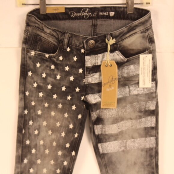 Vintage Revolution Grey/Black Flag Stretch Jeans - Picture 2 of 11